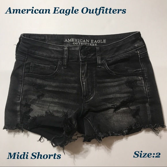 distressed midi shorts